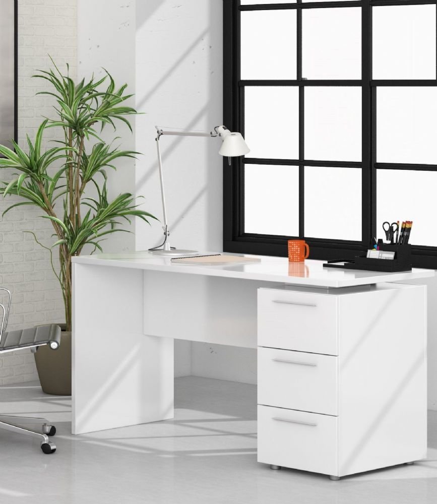 Белый письменный стол современный дизайн (62 фото)