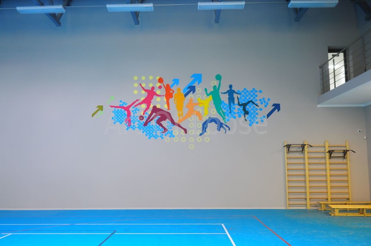 Роспись стен в спортзале
