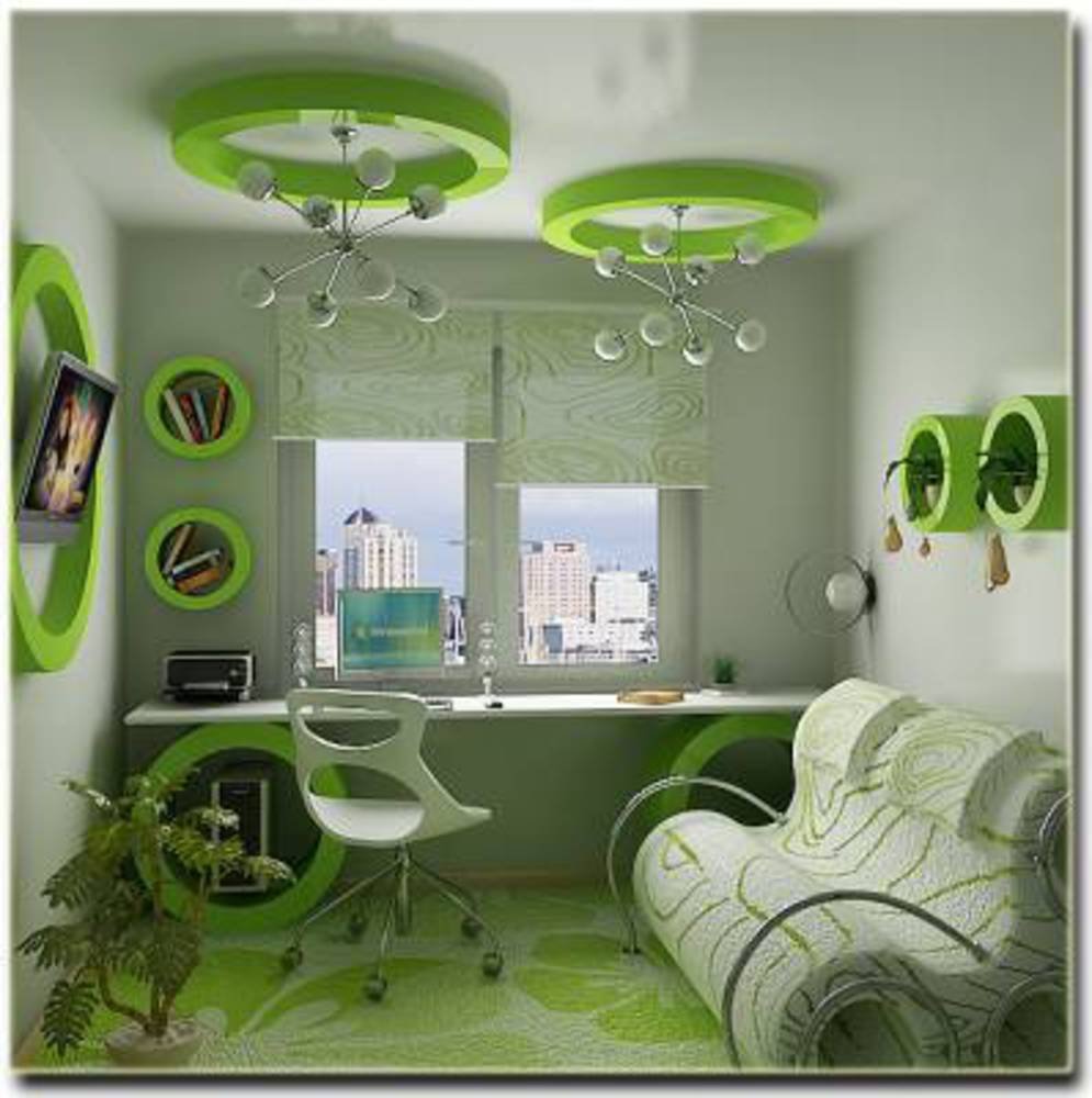 Комната подростка в зеленых тонах