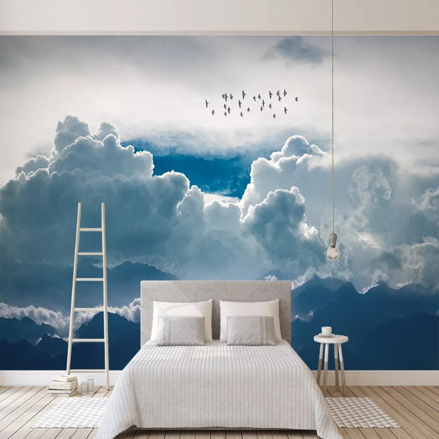 Облака на стенах краской