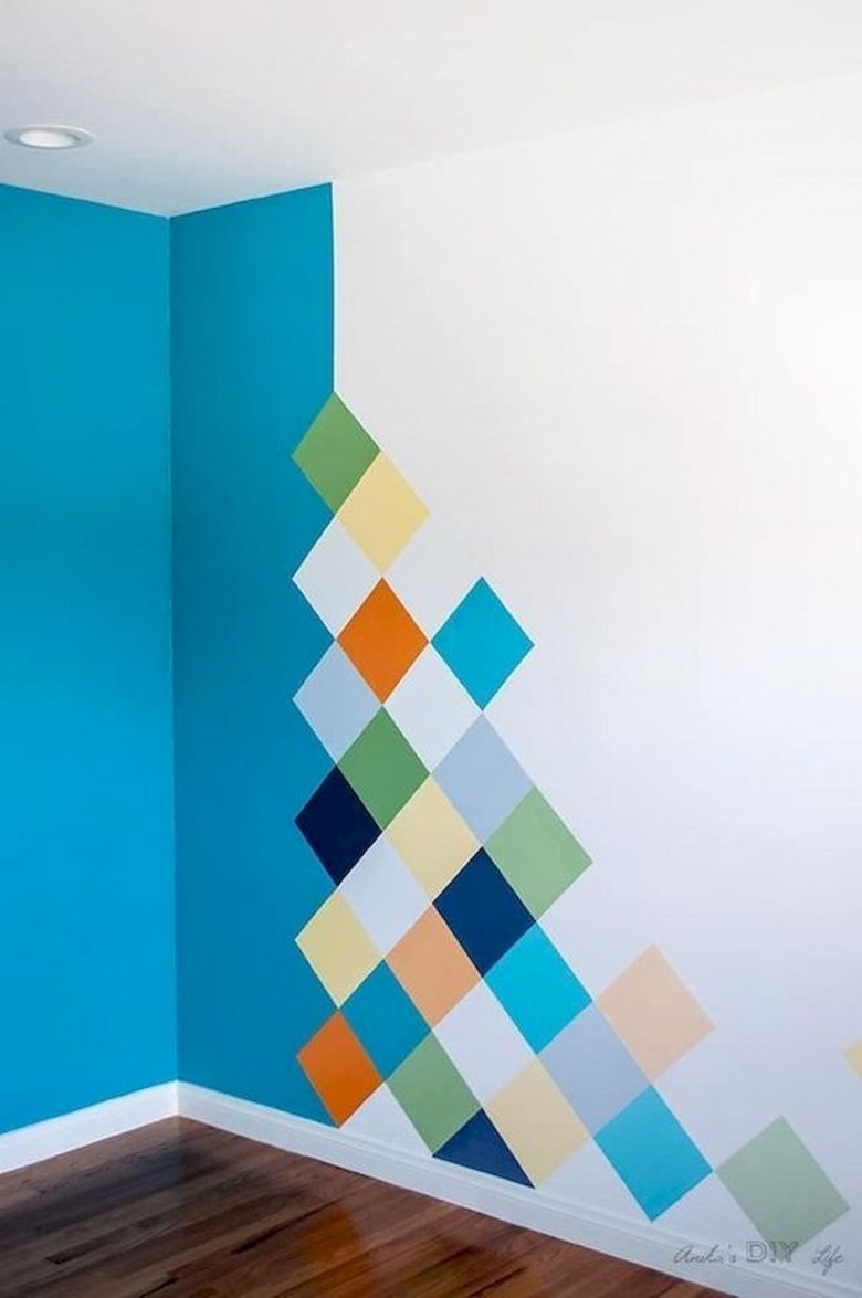 Геометрия на стенах краской (63 фото)