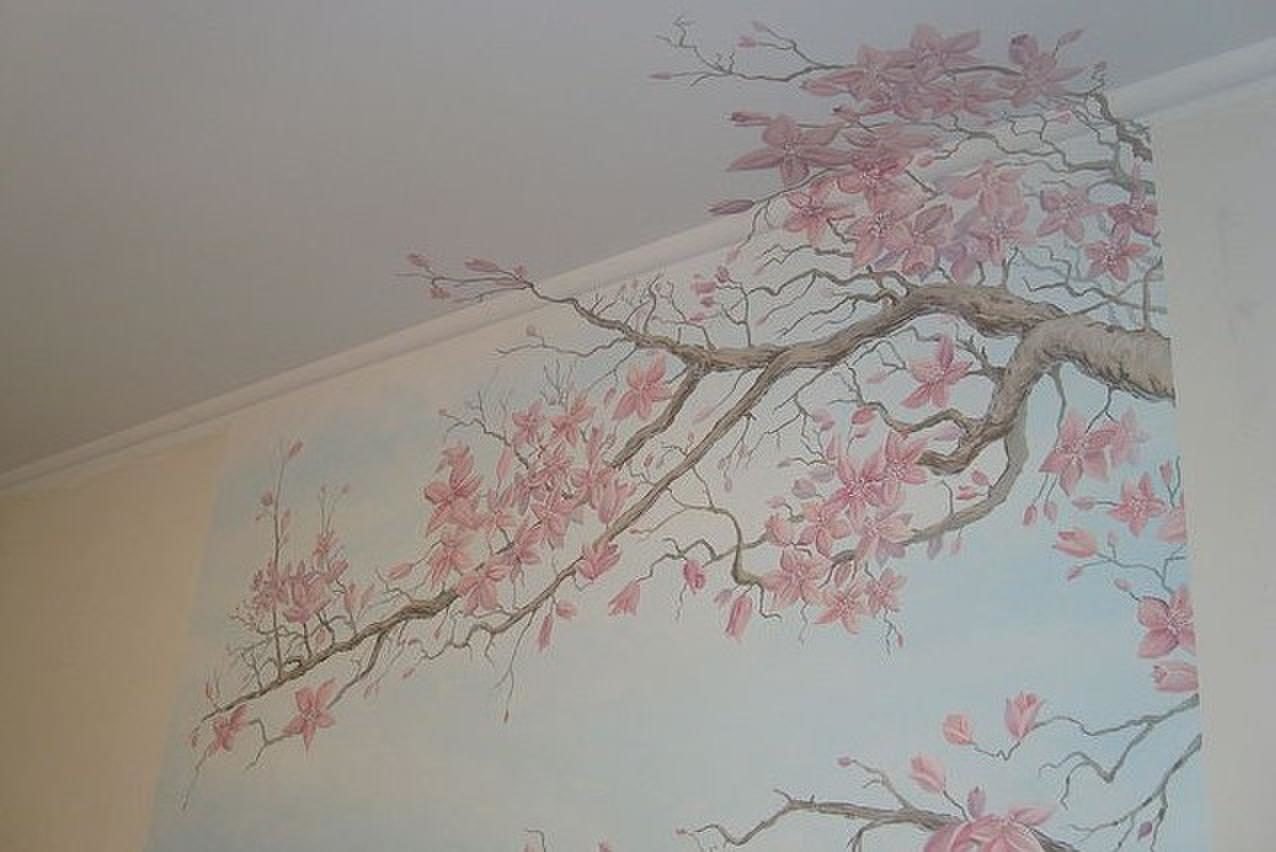 Ветка Сакуры рисунок на стене