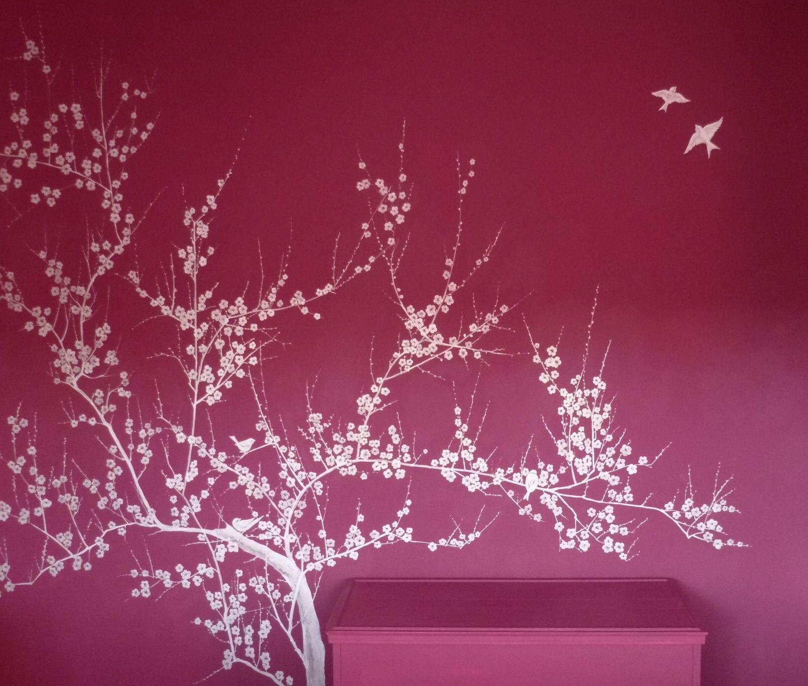 Трафарет сакура на стену – цветущая ветка сакуры от Арт Трафарет