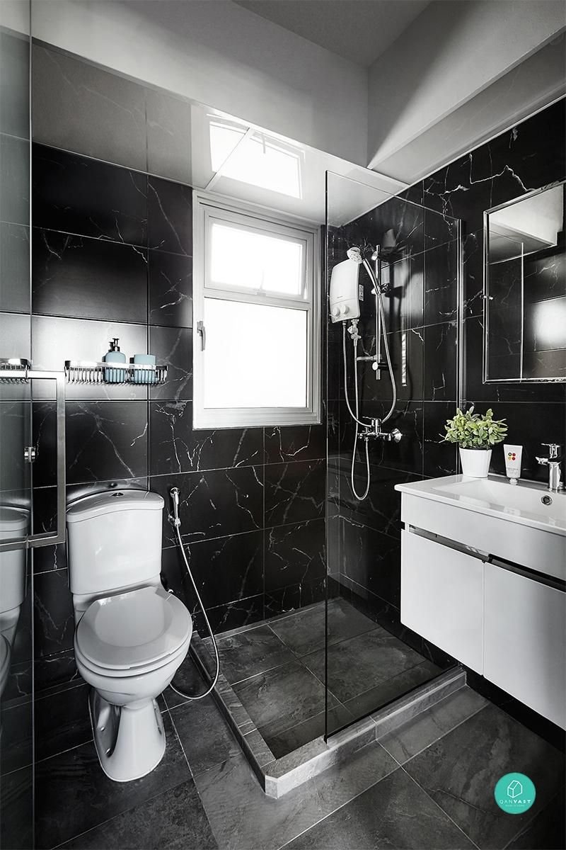 Дизайн ванной комнаты фото в черно белых тонах фото