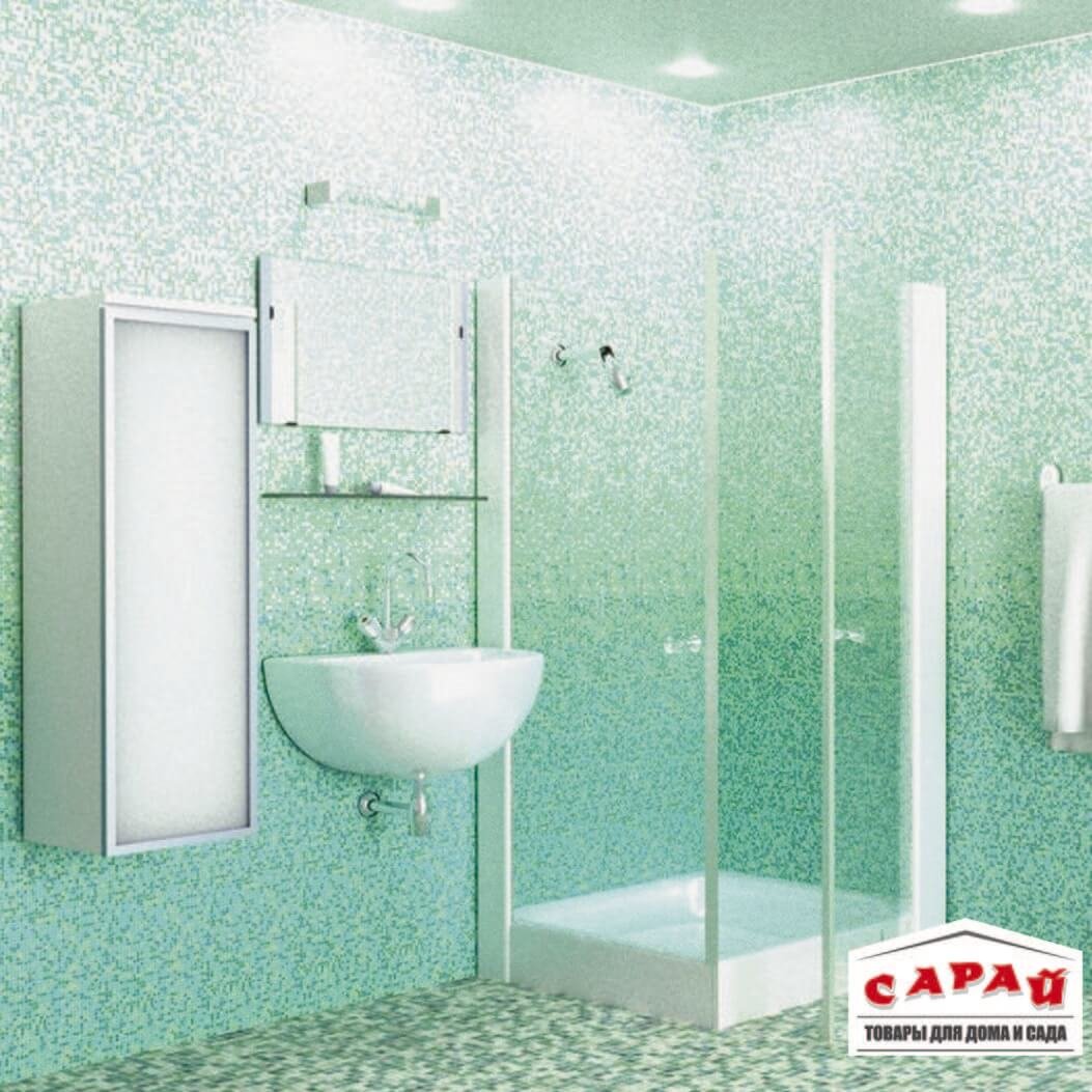 Виниловые панели для ванны. ПВХ n348 Жемчужная мозаика. Панель пласт. Волна бирюза (2700*250мм) STARLINE+. Панели ПВХ для ванной. Панель ПВХ для ванной комнаты.