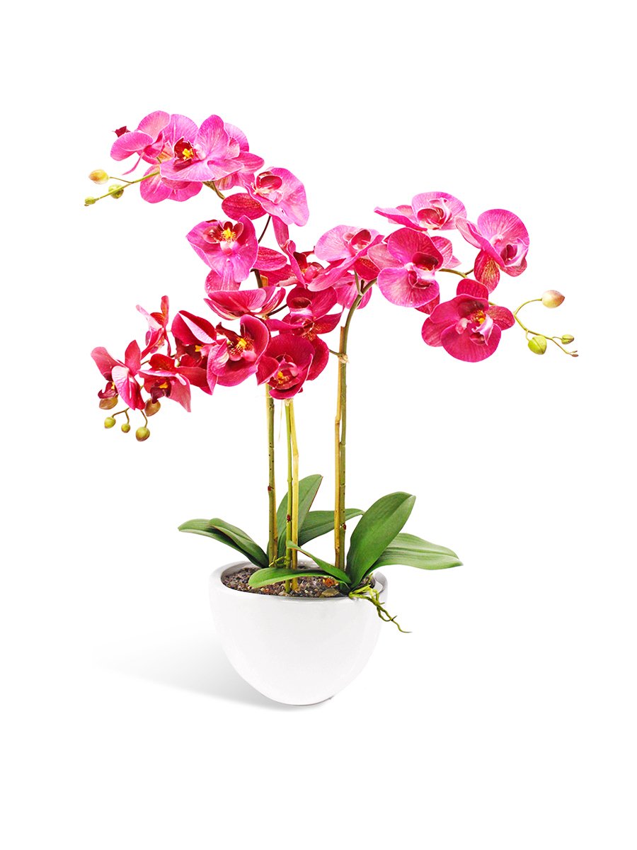 Искусственные орхидеи для интерьера в горшках (84 фото)