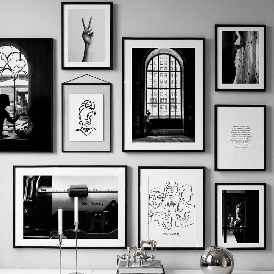 Постеры на стену для интерьера черно белые