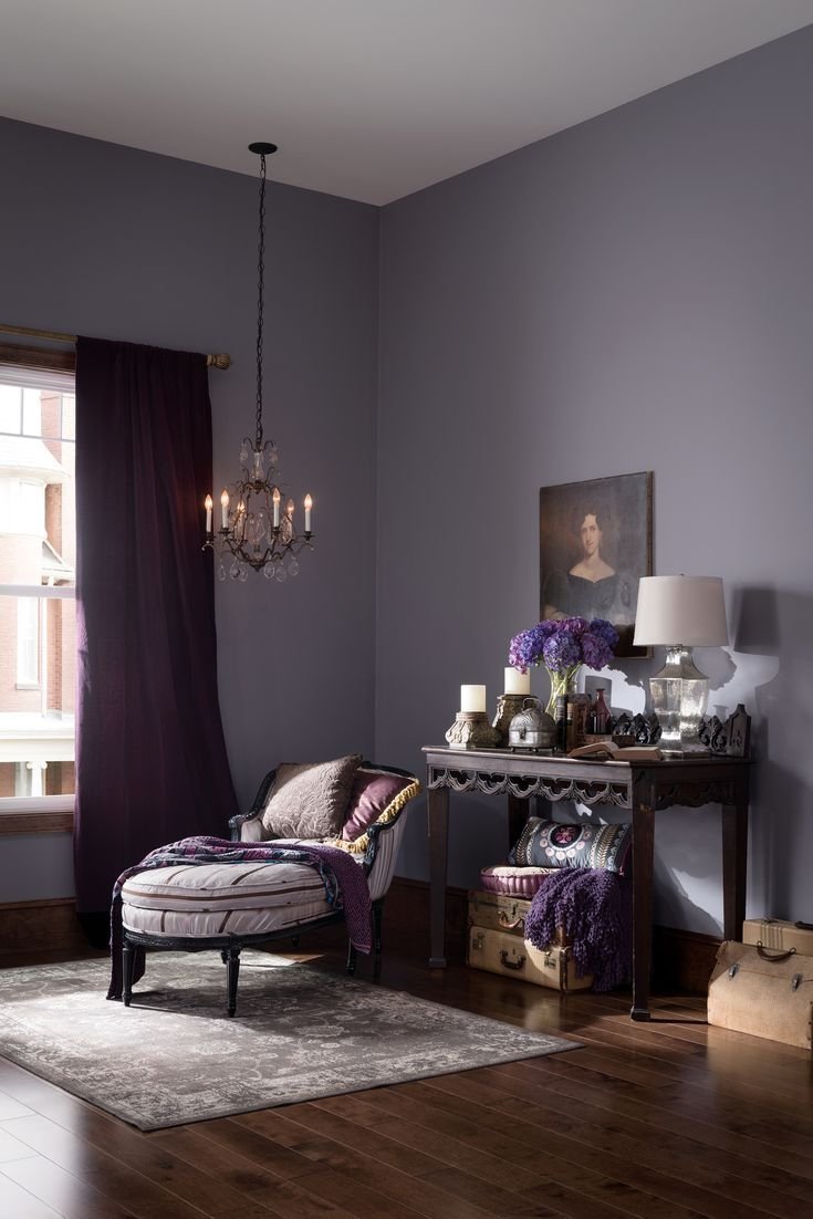 Серо фиолетовый цвет стен (60 фото)