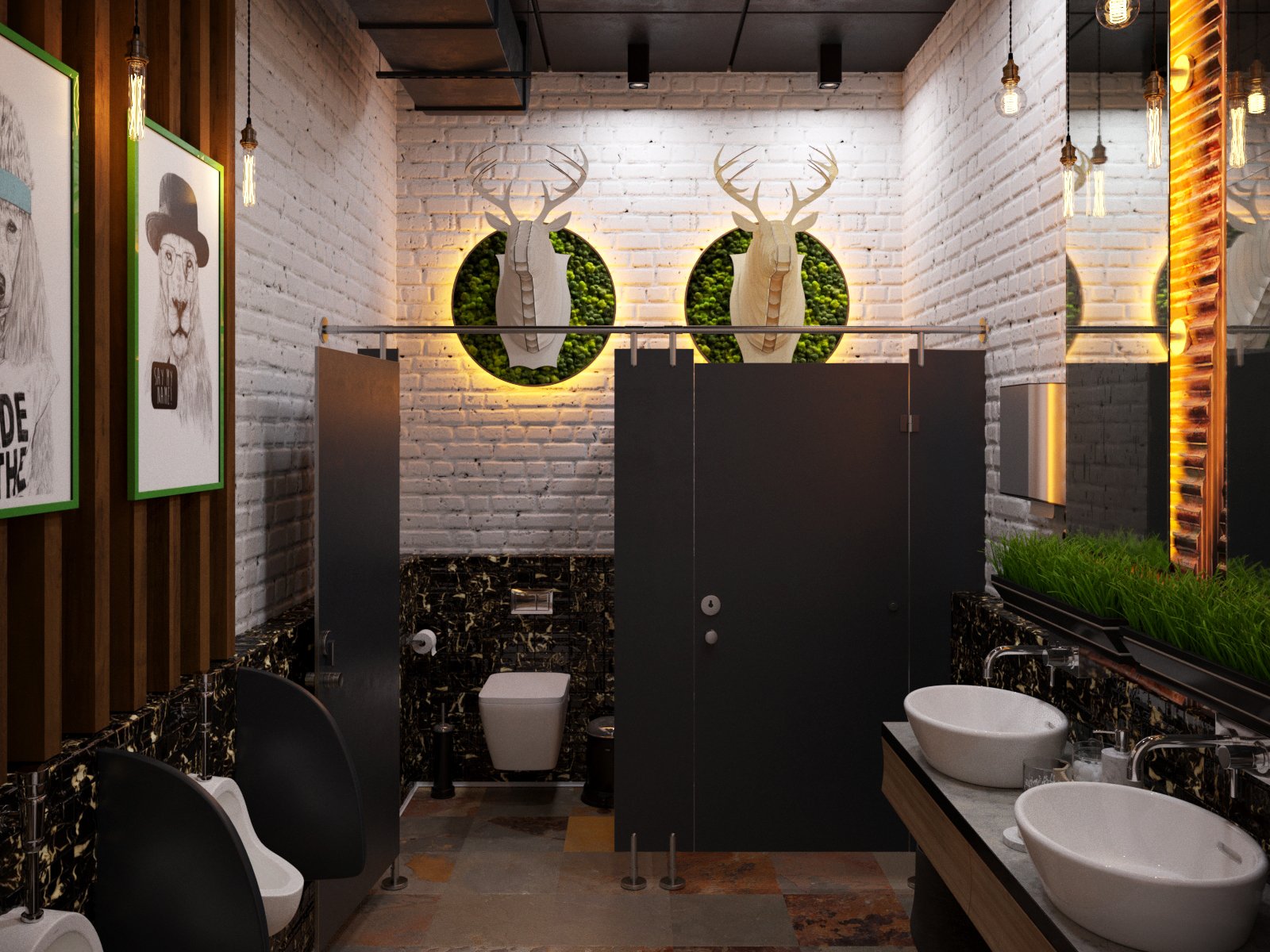 туалет в ресторане дизайн