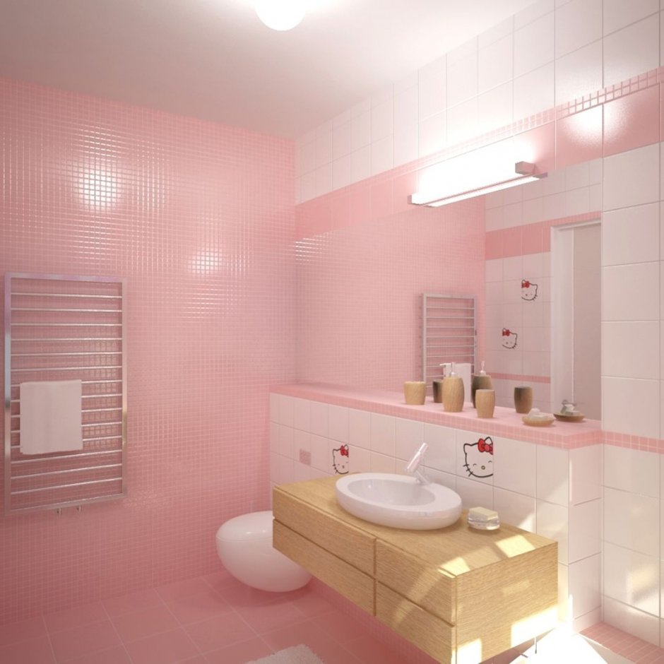 Бледно розовая ванная