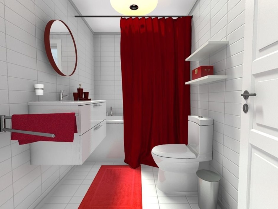 Красная ванная в хрущевке