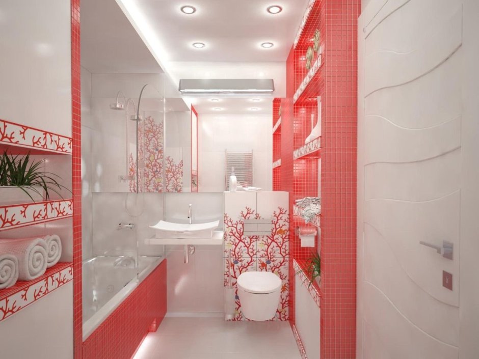 Ванная комната в красных тонах