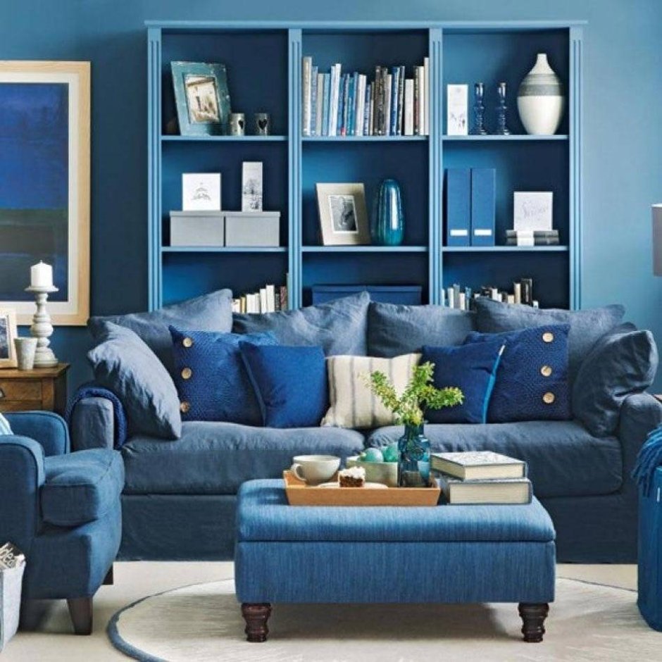 Синие стены белая мебель