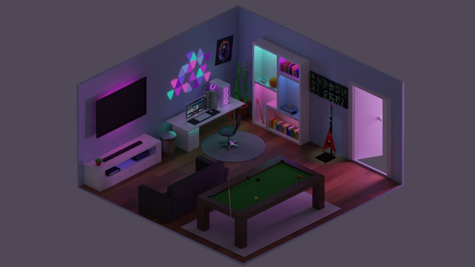 3d Gaming isometric Room (Razer themed)