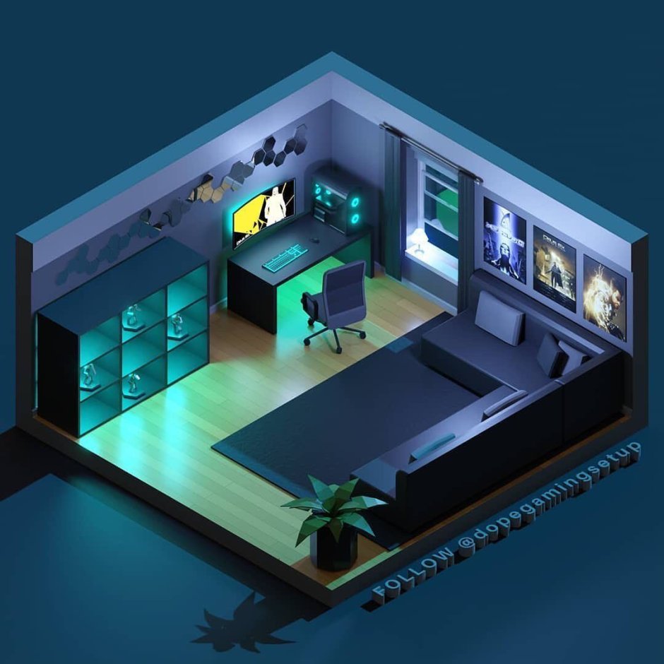 Геймерские комнаты 3d