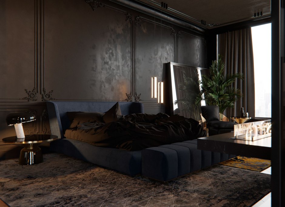 Черно белая маленькая комната