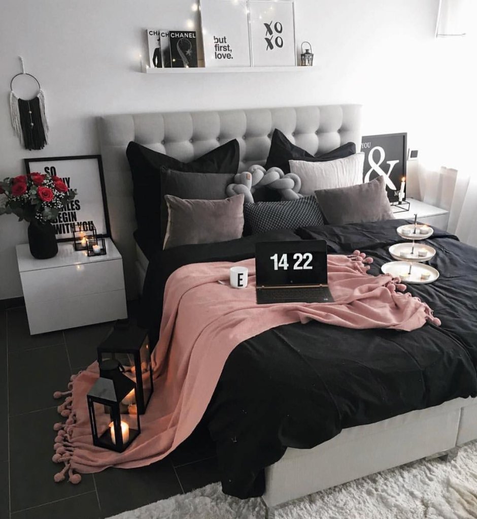 Спальня для девушки черная