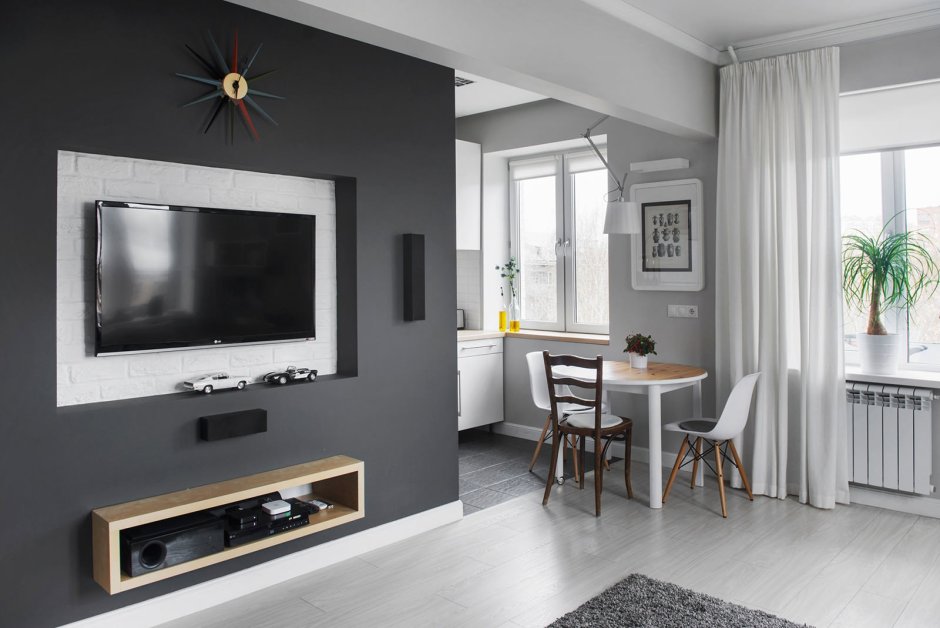 Дизайн двухкомнатной квартиры в серых тонах (65 фото)