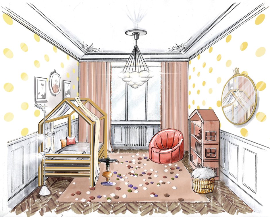 Легкий рисунок комнаты для детей (56 фото)