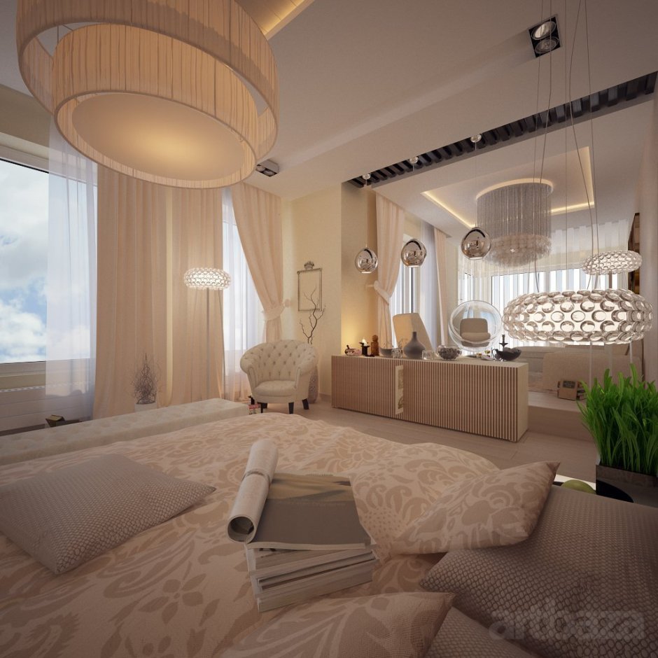 Красивые гостиные спальни