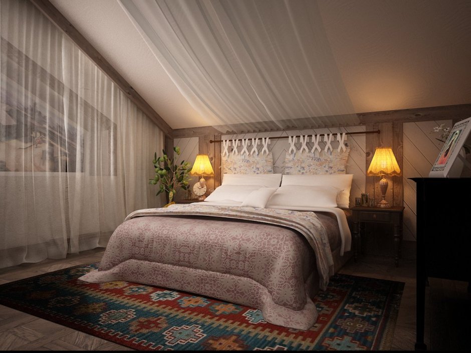 Зеркала в интерьере спальни в стиле Кантри