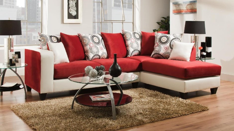 Красно белый диван