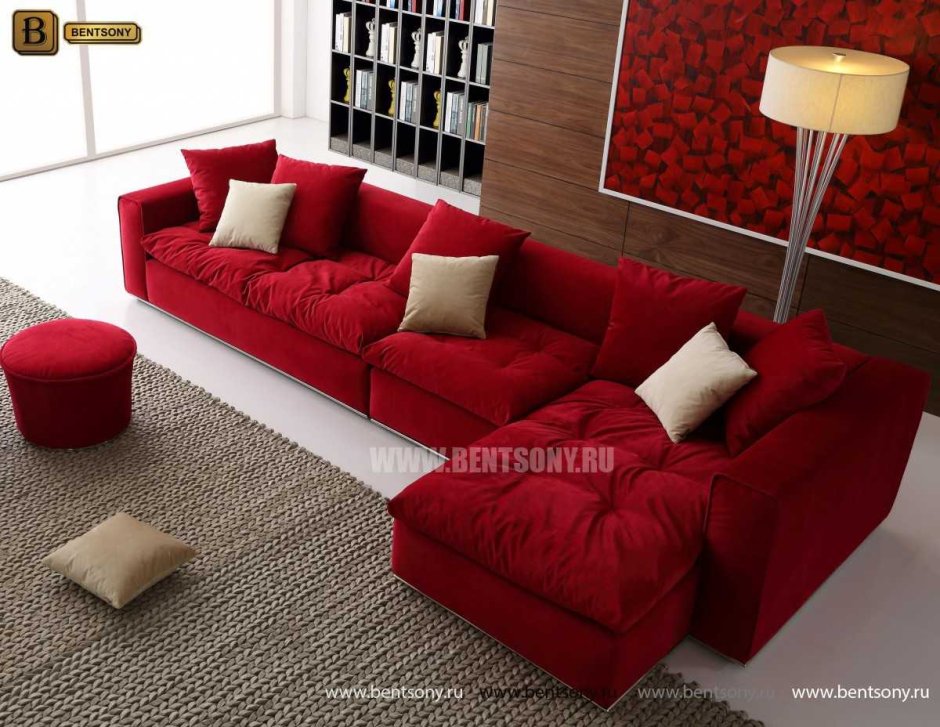 Бордовый диван в интерьере
