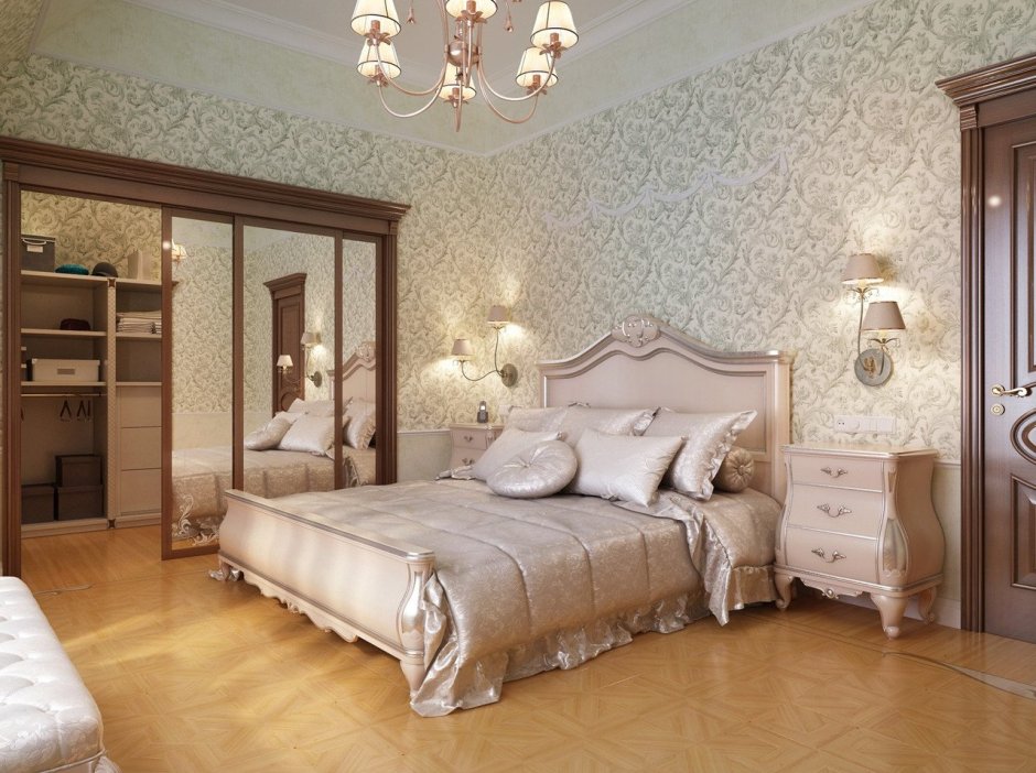 Лепнина в спальне в классическом стиле