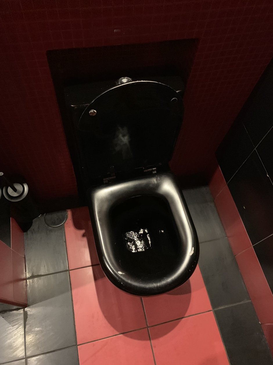 Туалет с черным унитазом