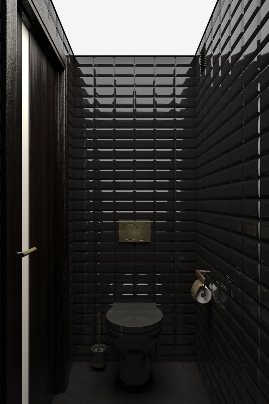 Дизайн туалета с черным унитазом (66 фото)