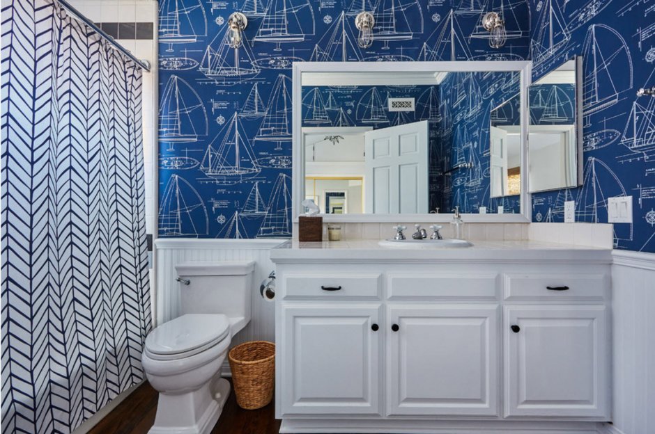 Синяя плитка для ванной комнаты (74 фото)