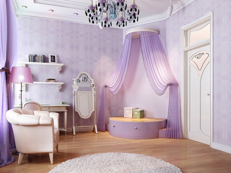 Фиолетовая комната новорожденного