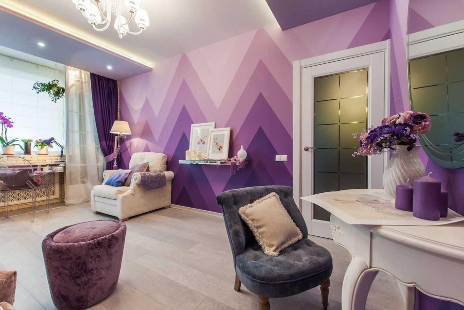 Фиолетовая детская комната для девочки