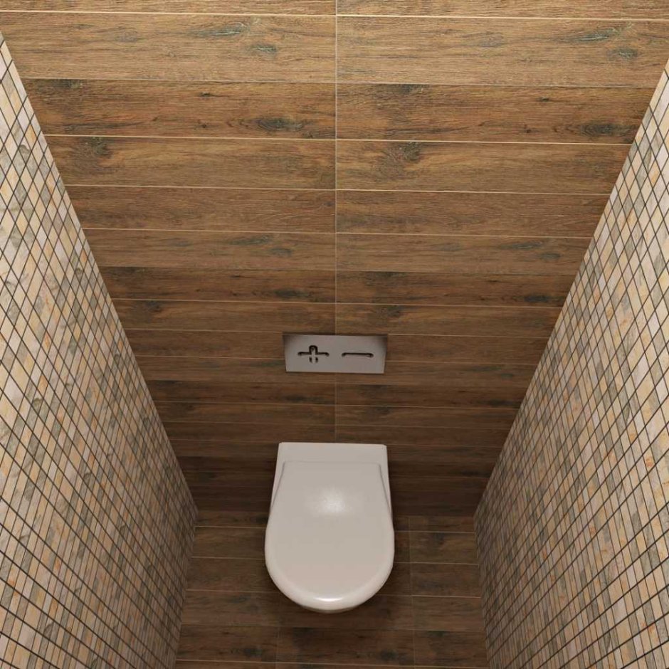 Деревянная отделка в туалете