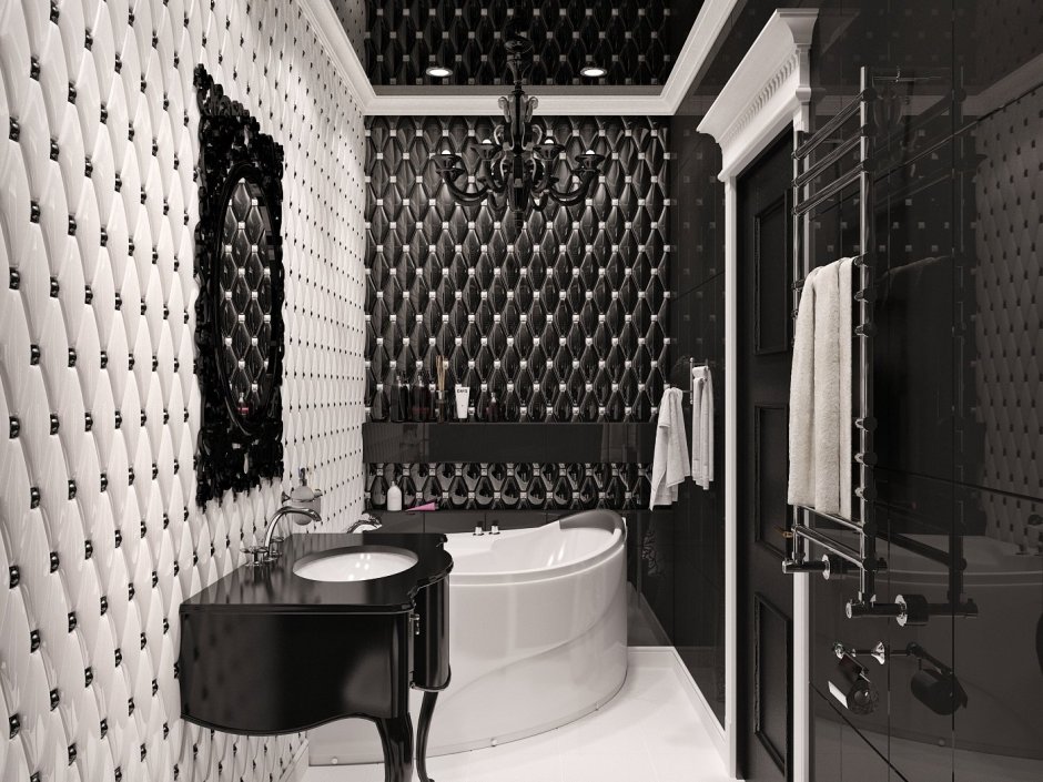 Черно белые Ванные комнаты маленькие