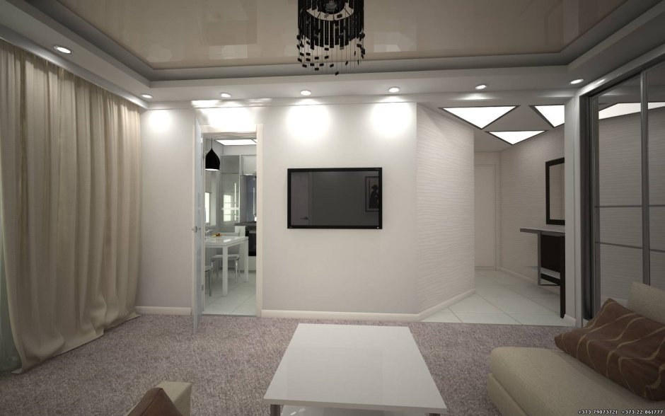 Интерьер 2 комнатной квартиры 44 кв.м