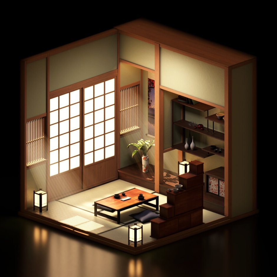 Спальня в японском стиле лофт