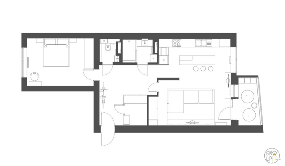 Floor Plan Apartment 1 Bedroom with balcony картинки
