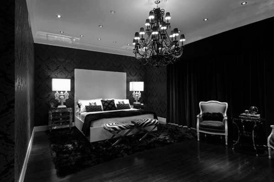 Черный пол в спальне