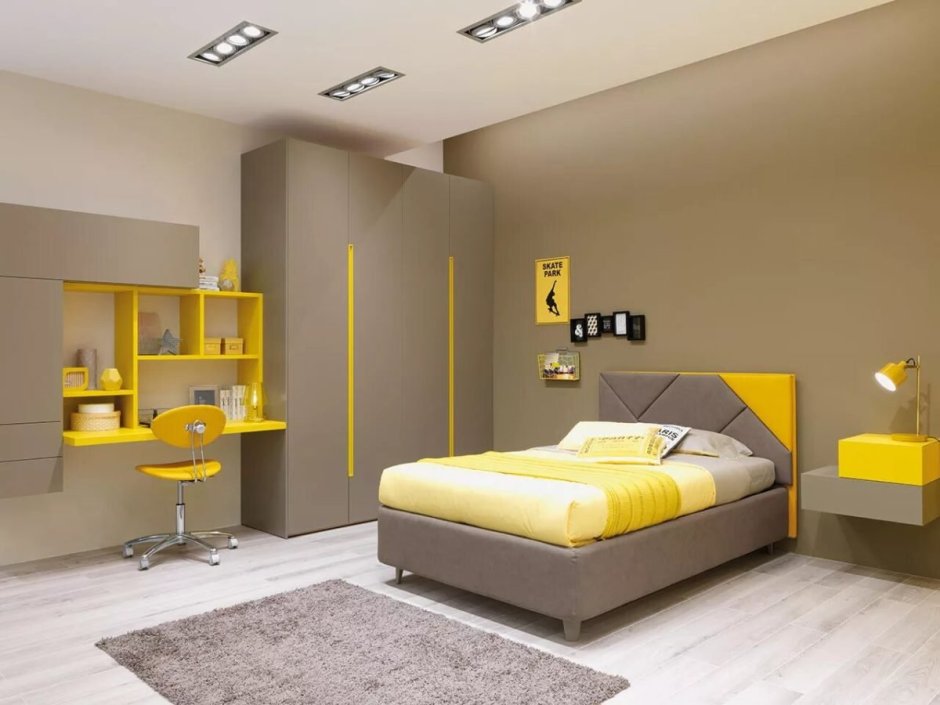 Желтая спальня для девочки подростка