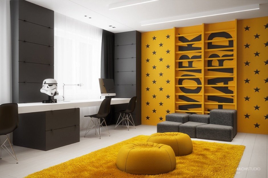 Жёлтая комната для подростка