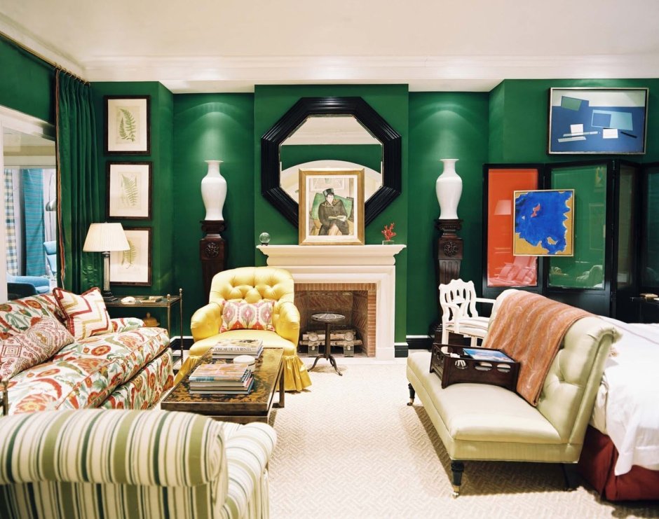 Комната в изумрудном цвете цвете морской волны