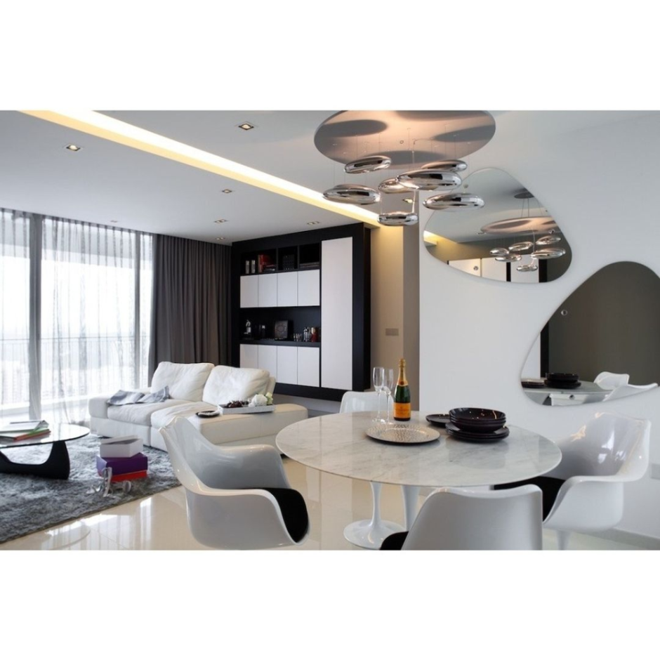 Столовая-гостиная в стиле хайтек