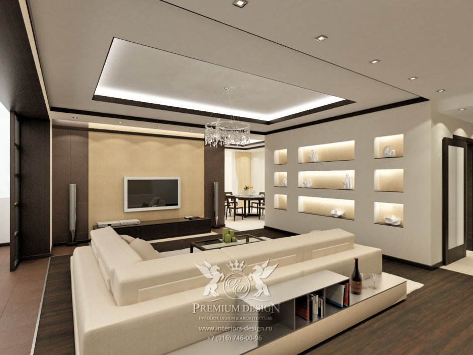 Потолки в стиле хайтек для гостиной