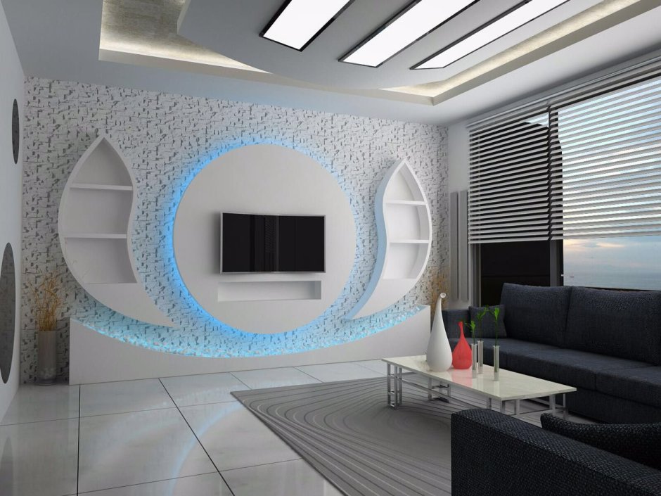 Декорации из гипсокартона на стене