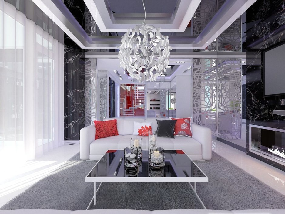 Красный натяжной потолок