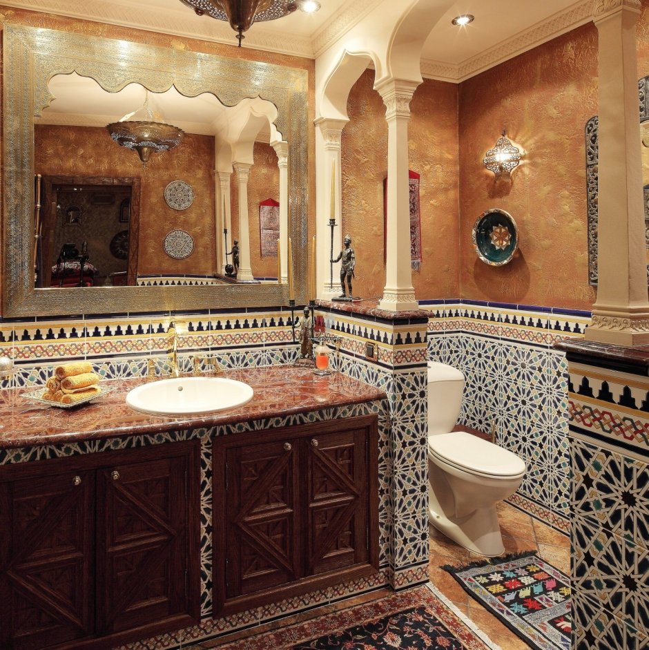 Бирюзовая ванная комната в марокканском стиле