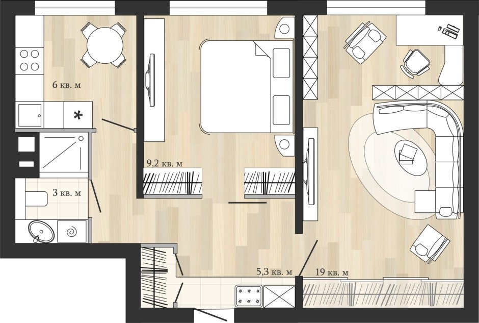 Дизайн квартиры двухкомнатной