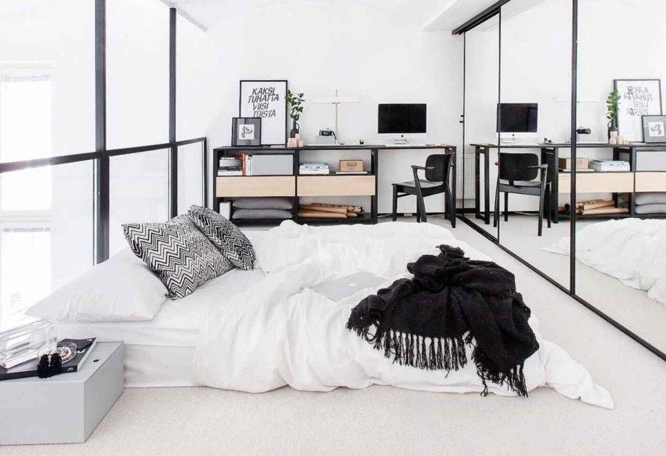Спальня в минималистическом стиле белая