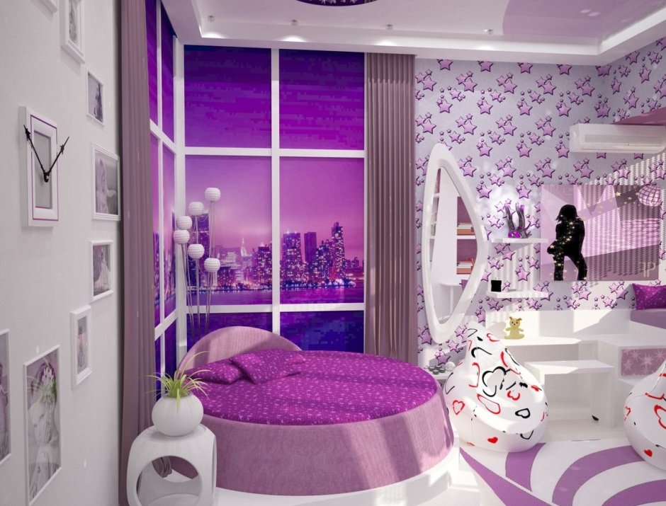 Комната подростка в фиолетовых тонах